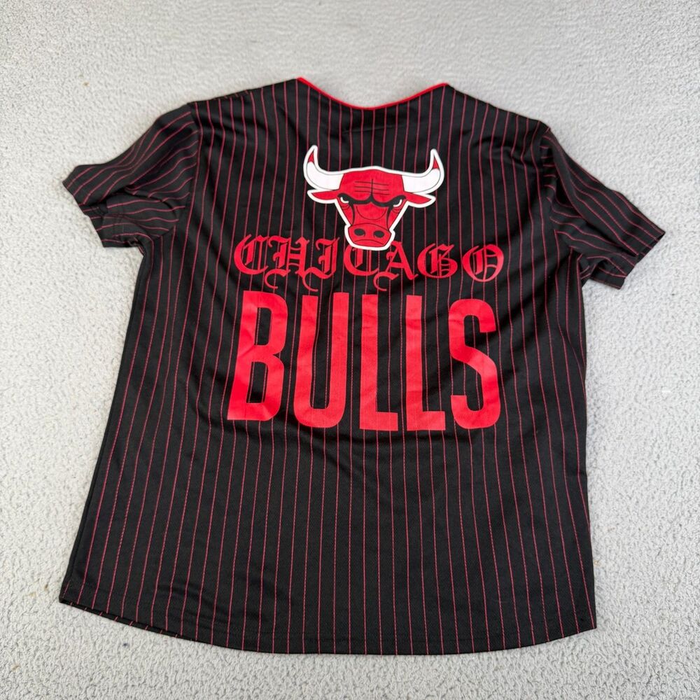 CHICAGO BULLS  Jersey‎ Mens M Pinstripe NBA Basketball Button Up Double Sided
